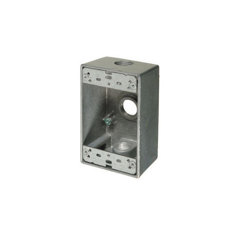 WEATHERPROOF METAL FS BOX - 3 X 1/2" HOLES - GREY - Light52 - LED Lighting Electrical Suppliers