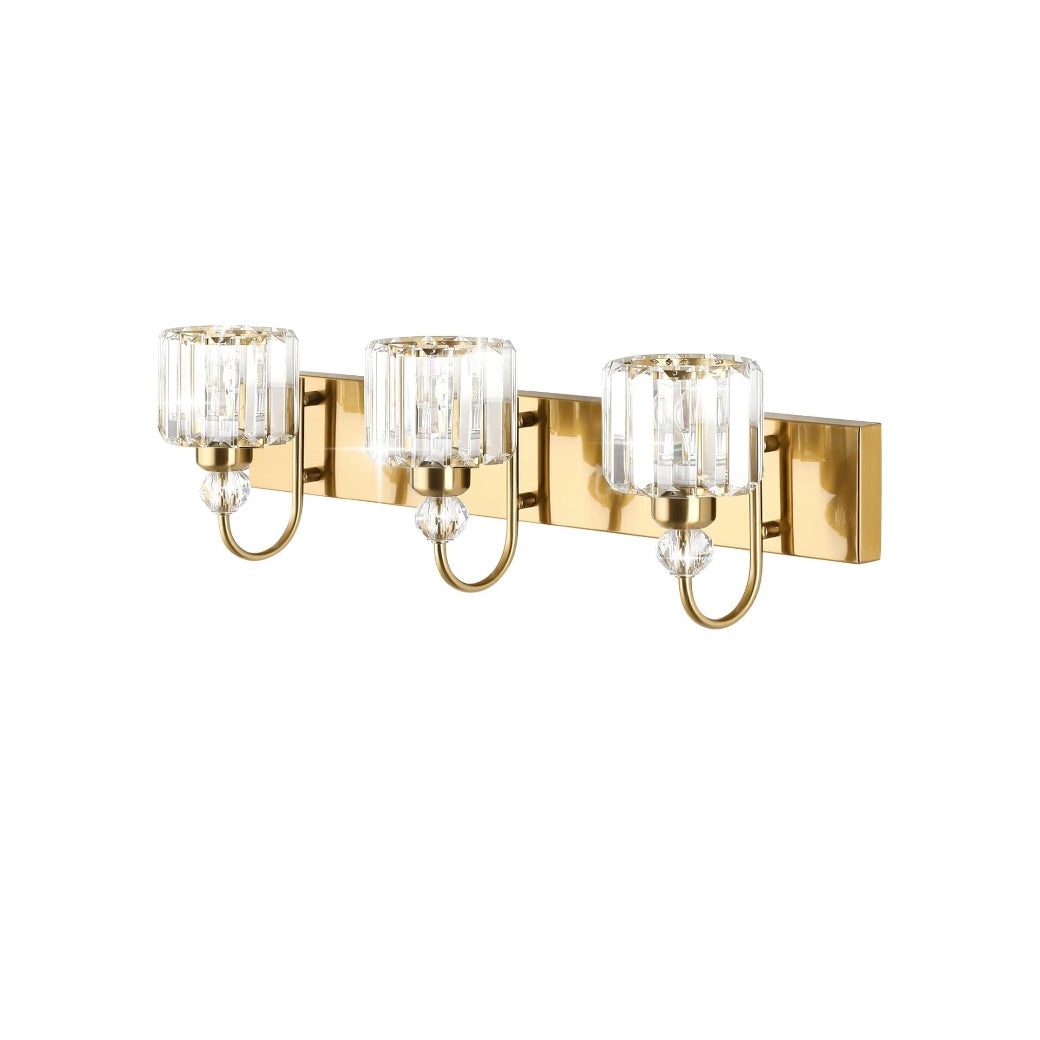 Bathroom Vanity Crystal Round Gold 3-light fixture - Light52 - LED Lighting Electrical Suppliers Gold bathroom light, Vanity light, Black and gold vanity light, Gold vanity lights, Vanity lights, Gold light fixtures, Black and gold vanity light fixtures, Bathroom vanity light, Gold bathroom vanity lights, Bathroom vanity lights Canada, Vanity light fixtures, Vanity lights bathroom, Gold vanity lights Canada