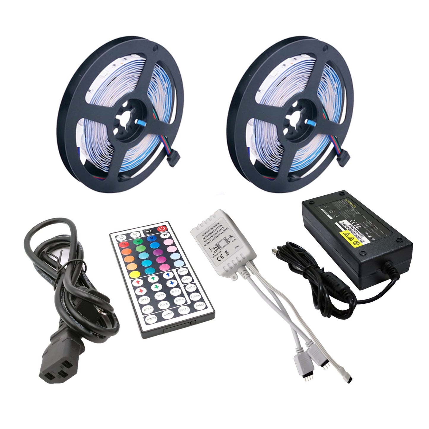 2x5Meter RGB LED Strip W/44Key IR Remote IP20 - Light52.com "best led strip controller" "what is an rgb controller" "24 key vs 44 key" "led light strips"