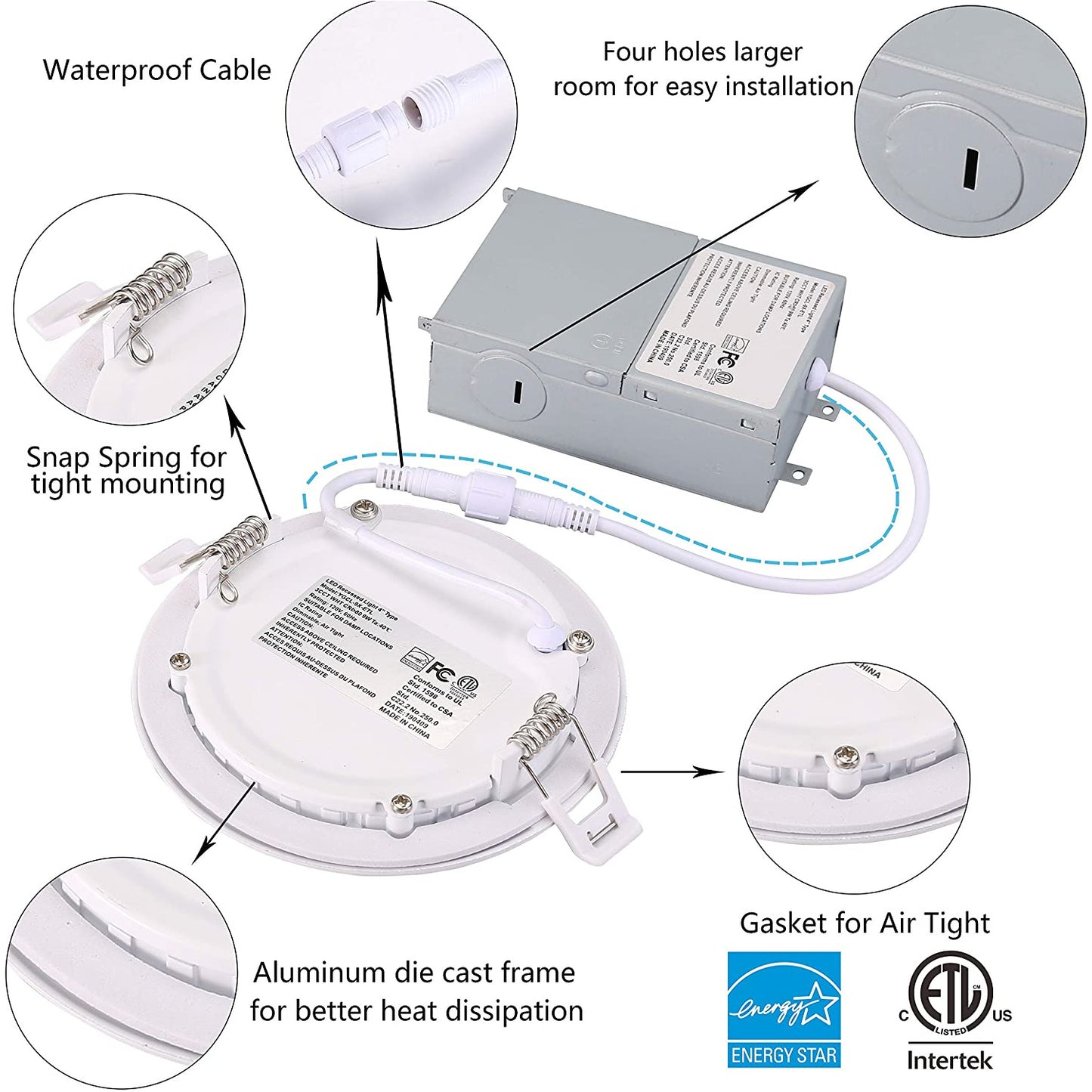 4 Inch Recessed Lighting 750LM 9W 3 Color CCT - Light52.com pot lights led 4 Inch recessed led light light fixtures ceiling ceiling light fixtures recessed lights 4 inch nanoleaf lines spot lights indoor