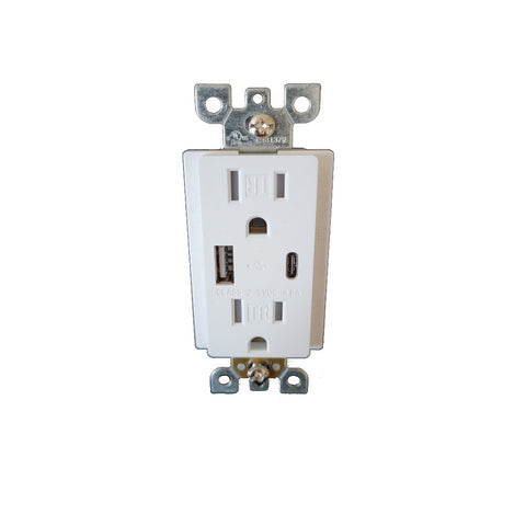 Decora USB + C Charger & Duplex Receptacle - Light52 - LED Lighting Electrical Suppliers