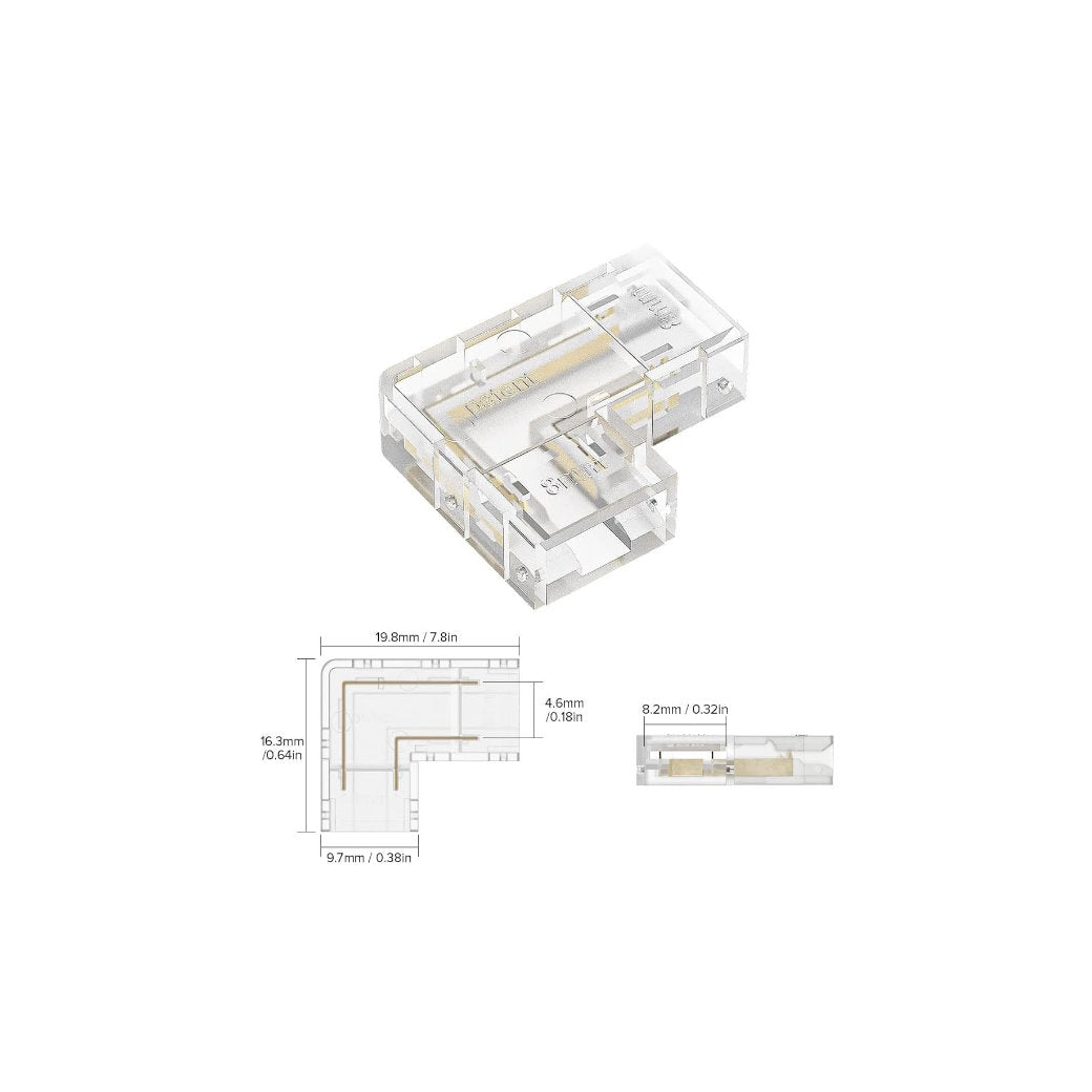 2-Pin 8mm LED Light Strip to Strip L Connectors COB - Light52