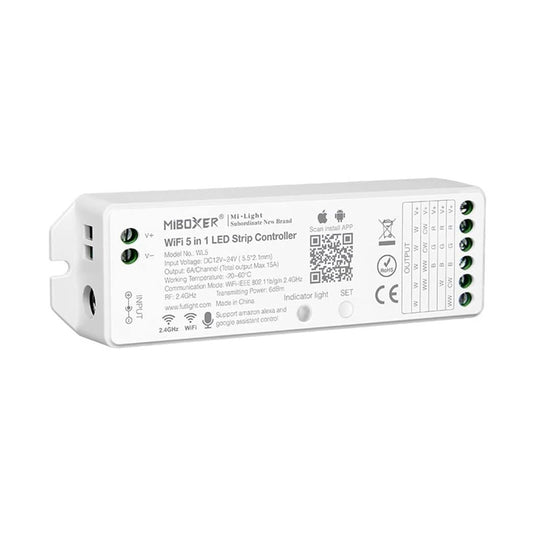 WiFi LED RGBCW Strip Light Controller 5 in 1 light52.com