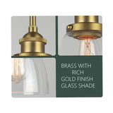 Pendant brass gold conical glass shade