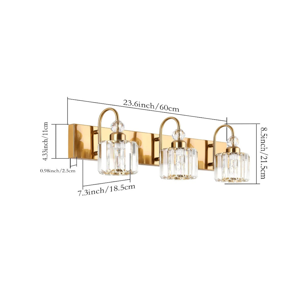 Bathroom Vanity Crystal Round Gold 3-light fixture Light52 LED Lighting  Electrical Suppliers