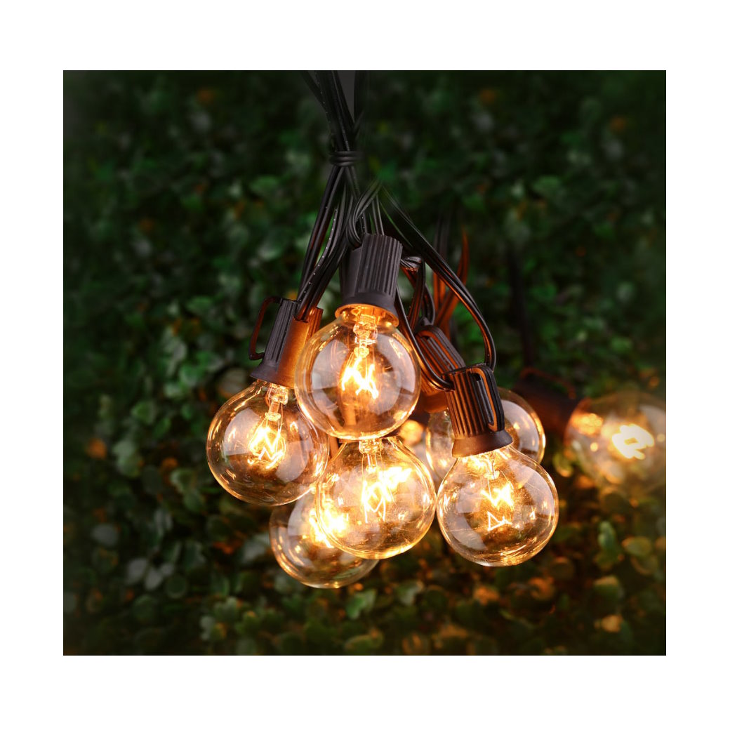 Light52 outdoor lights 25ft edison G40 Bulbs Our Light52 G40 outdoor string lights add a decorative touch to any event. Featuring 25ft of Edison-style bulbs, they brighten up your outdoor patio, garden or balcony. Choose from a range of bulb sizes, sizes and types - so you can customize your light to fit your space.