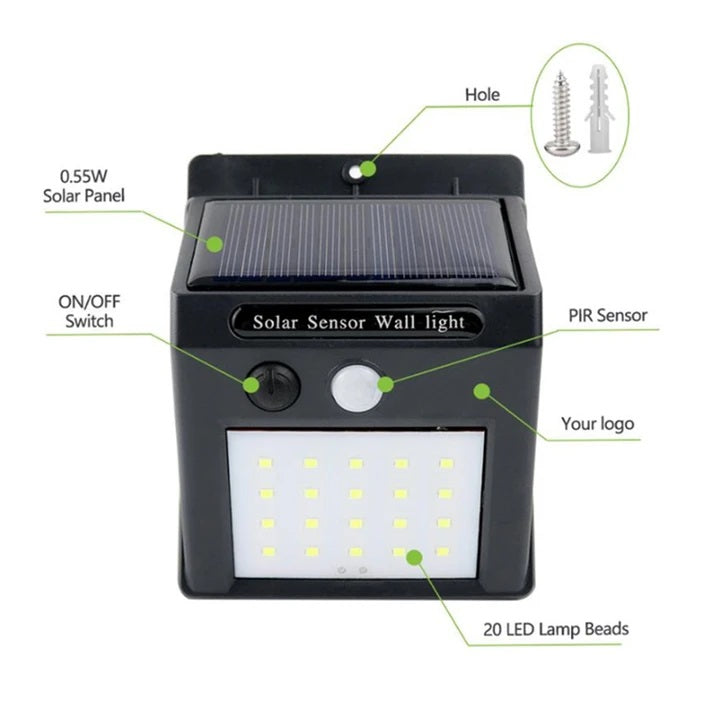 20 leds solar wall light 280Lumens - Light52.com