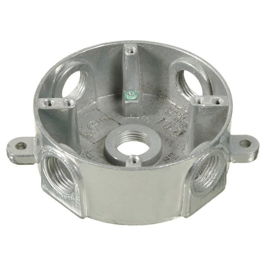 Round Weatherproof Metal Box 5 x 1/2" holes - Grey - Light52.com