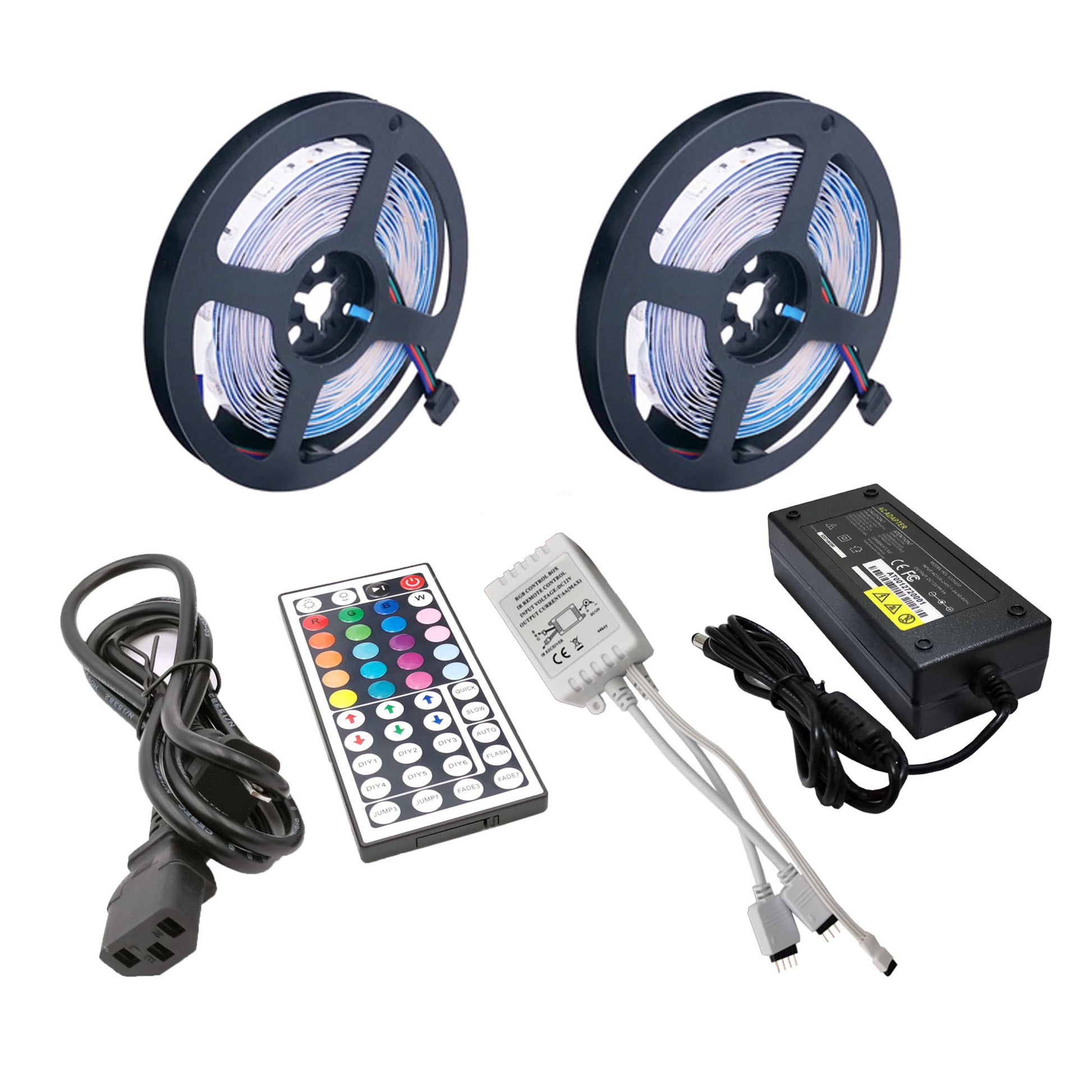 2x5Meter RGB LED Strip  W/44Key IR Remote IP20 - Light52.com "best led strip controller" "what is an rgb controller" "24 key vs 44 key" "led light strips"