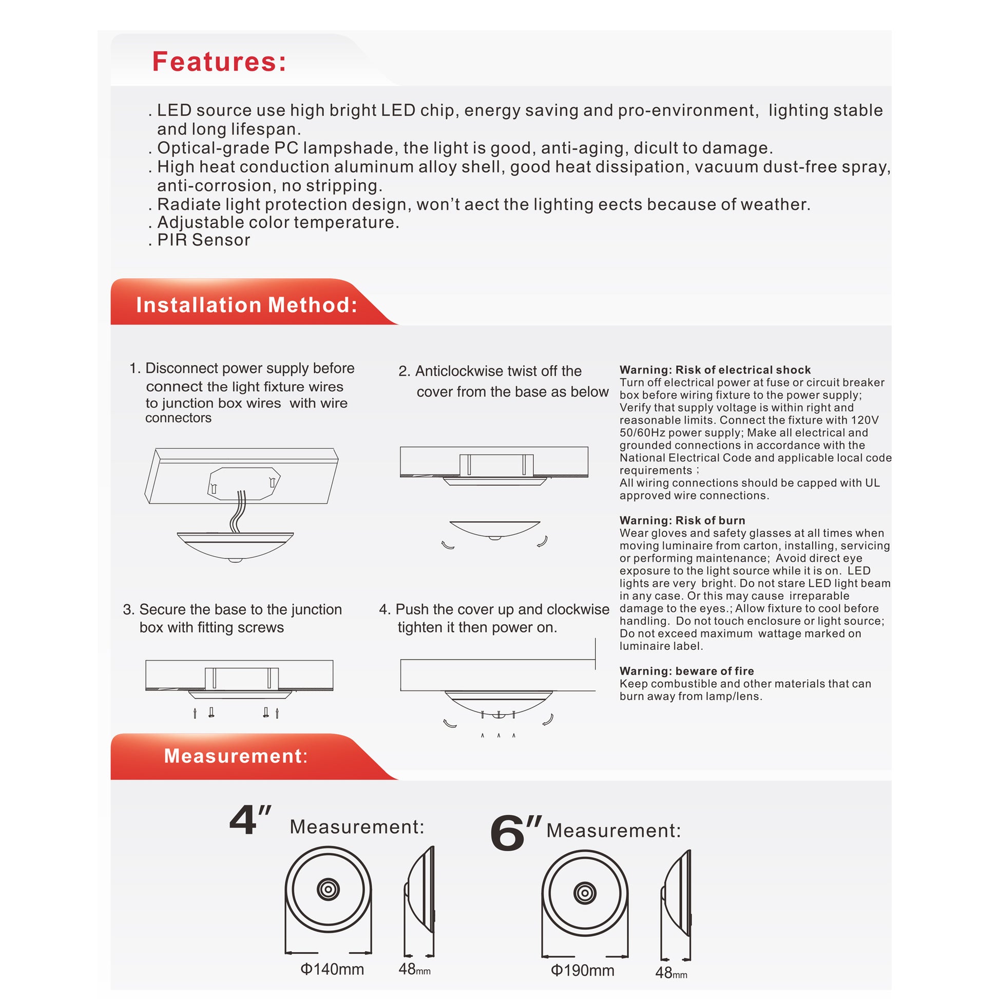 6Inch Motion Sensor Downlight-18W - Light52.com