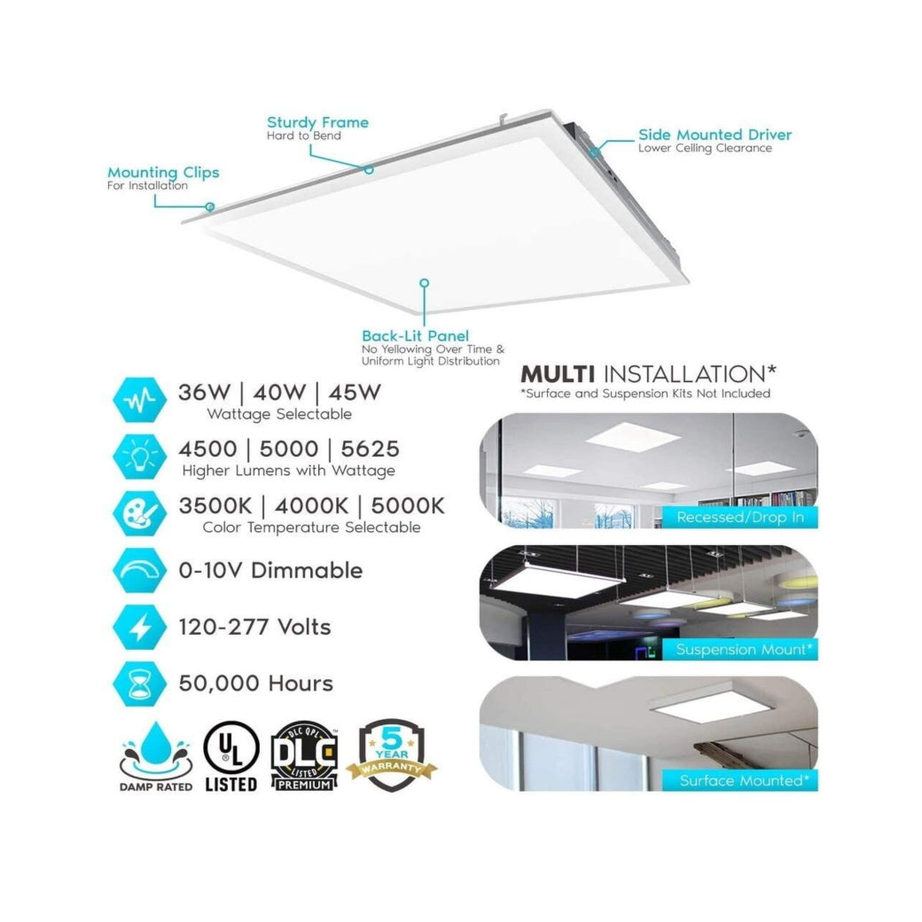 2x2ft Back-Lit LED Panel Light 5000K Light52.com "led panel light 2x2" "2x2 led panel light canada" "flat panel led" "led panel light costco" "flat panel led lights 2x4" "2x4 led panel 5000k" "led light panels" "surface mount flat panel led lights"