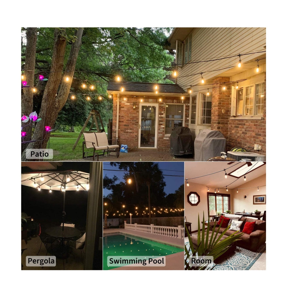 LED Solar String Light Vintage 48ft 15Bulbs