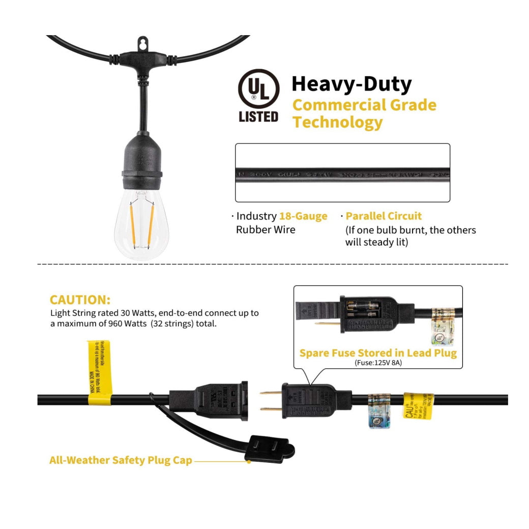LED Solar String Light Vintage 48ft 15Bulbs+1Extra 1.5Watt - Light52.com "g40 solar string lights" "20 ft 10 socket led outdoor solar string light" "25 solar string lights" "g40 solar string lights instructions" "shatterproof solar string lights" "outdoor string lights canada" "outdoor 20 ft 10 socket led solar edison bulb string light" "rechargeable pathway lights" "g40 solar string lights" "25 solar string lights" "g40 solar string lights instructions" "shatterproof solar string lights"