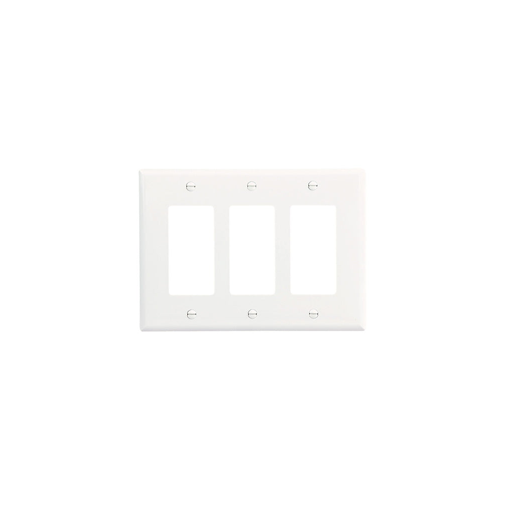  3 Gang Wall Plates, White Eaton Light52.com "3 gang wall plate home depot" "4 gang wall plate" "single gang cover plate" "2 gang wall plate home depot" "decora 2 gang wall plate" "decora cover plates" "cable plate cover"