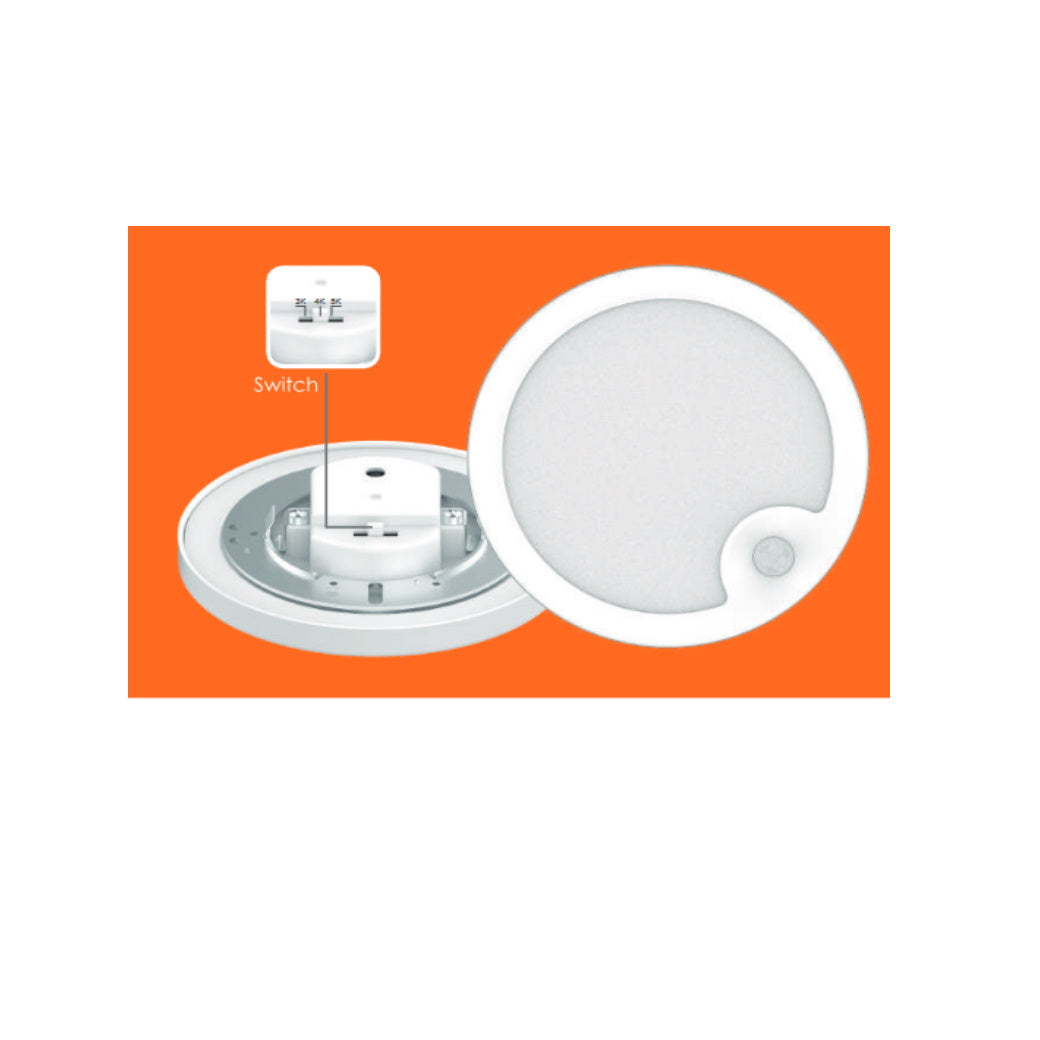 5 Inch Slim Flush Mount PIR 3CCT Adjustable - Light52 - LED Lighting Electrical Suppliers