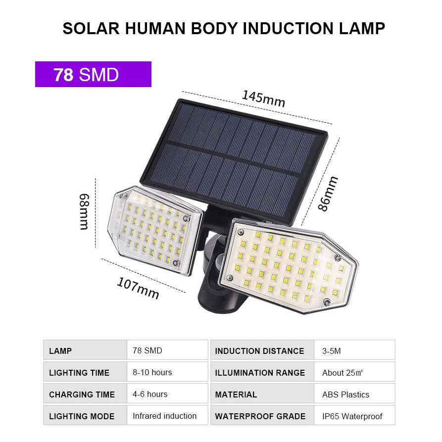 Solar Security LED Light 78LED - Light52.com