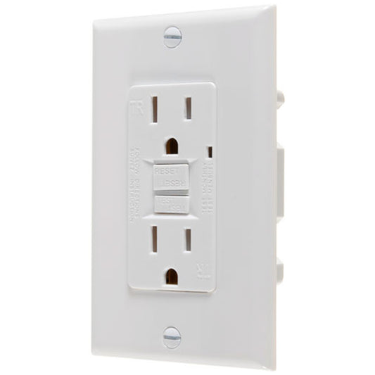 Tamper Resistant 15A GFCI Duplex Outlet w/wall plate - Light52.com