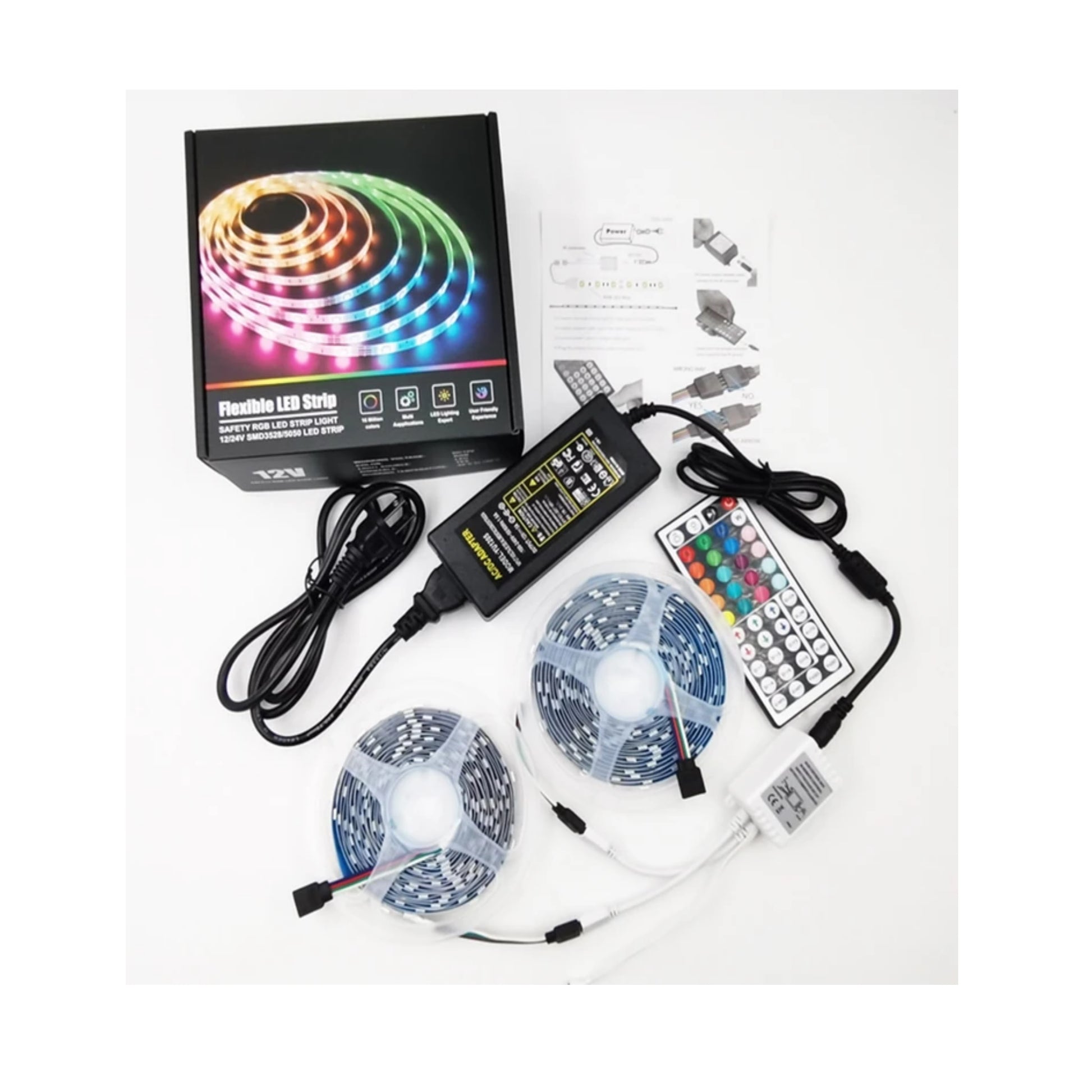 2x5Meter RGB LED Strip  W/44Key IR Remote IP65 - Light52.com