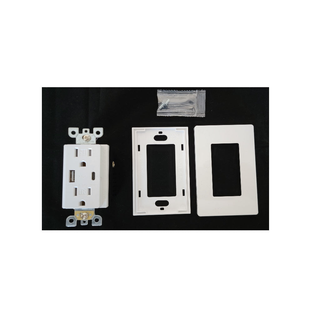 Decora USB + C Charger & Duplex Receptacle - Light52 - LED Lighting Electrical Suppliers