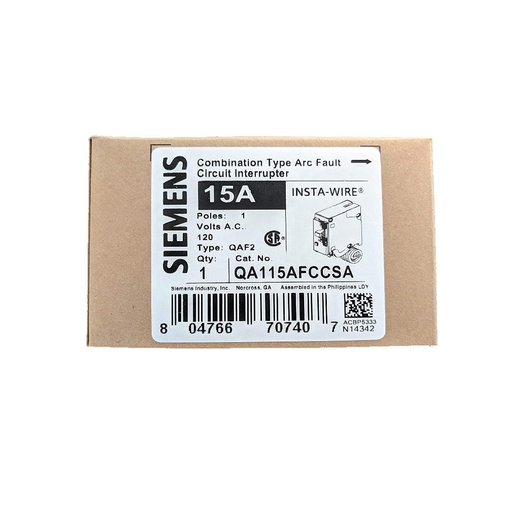 Siemens QA115AFCCSA 15-Amp ARC Fault - Light52 - LED Lighting Electrical Suppliers