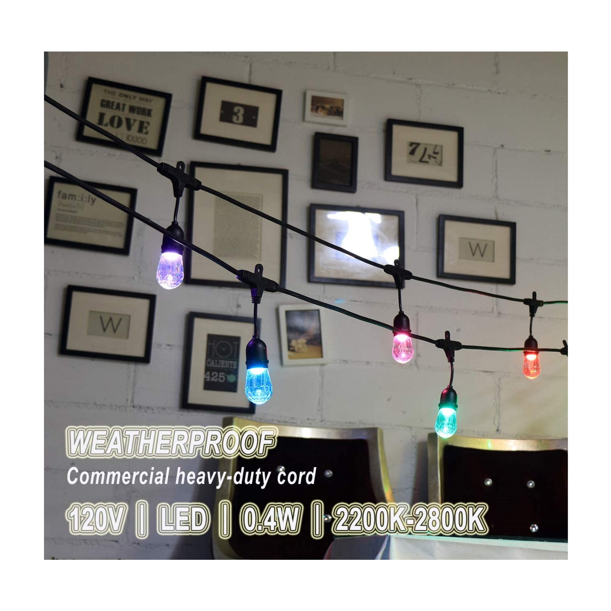 String Light RGB LED Multi Color+Music Control 25FT - Light52.com