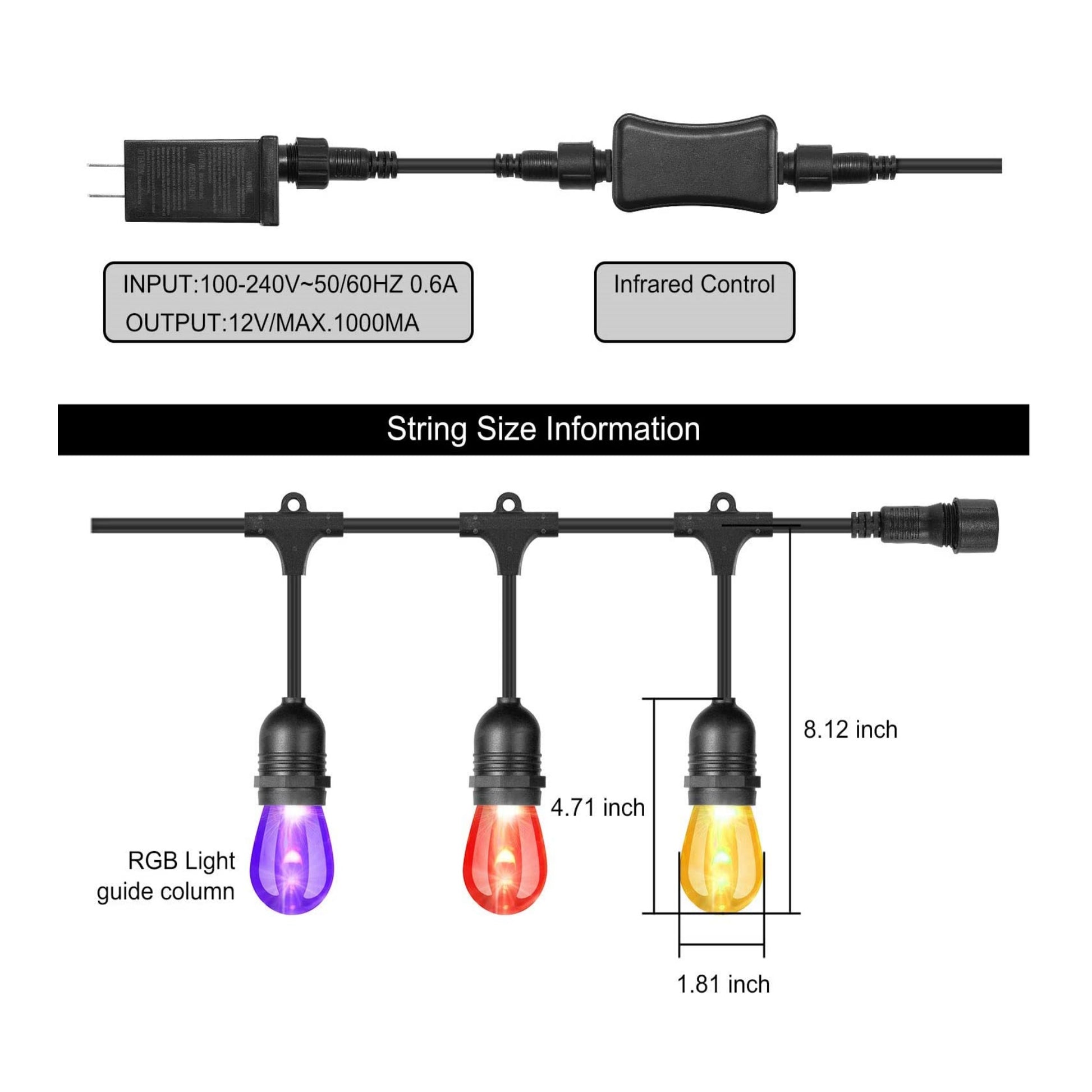 String Light RGB LED Multi Color+Music Control 25FT - Light52.com