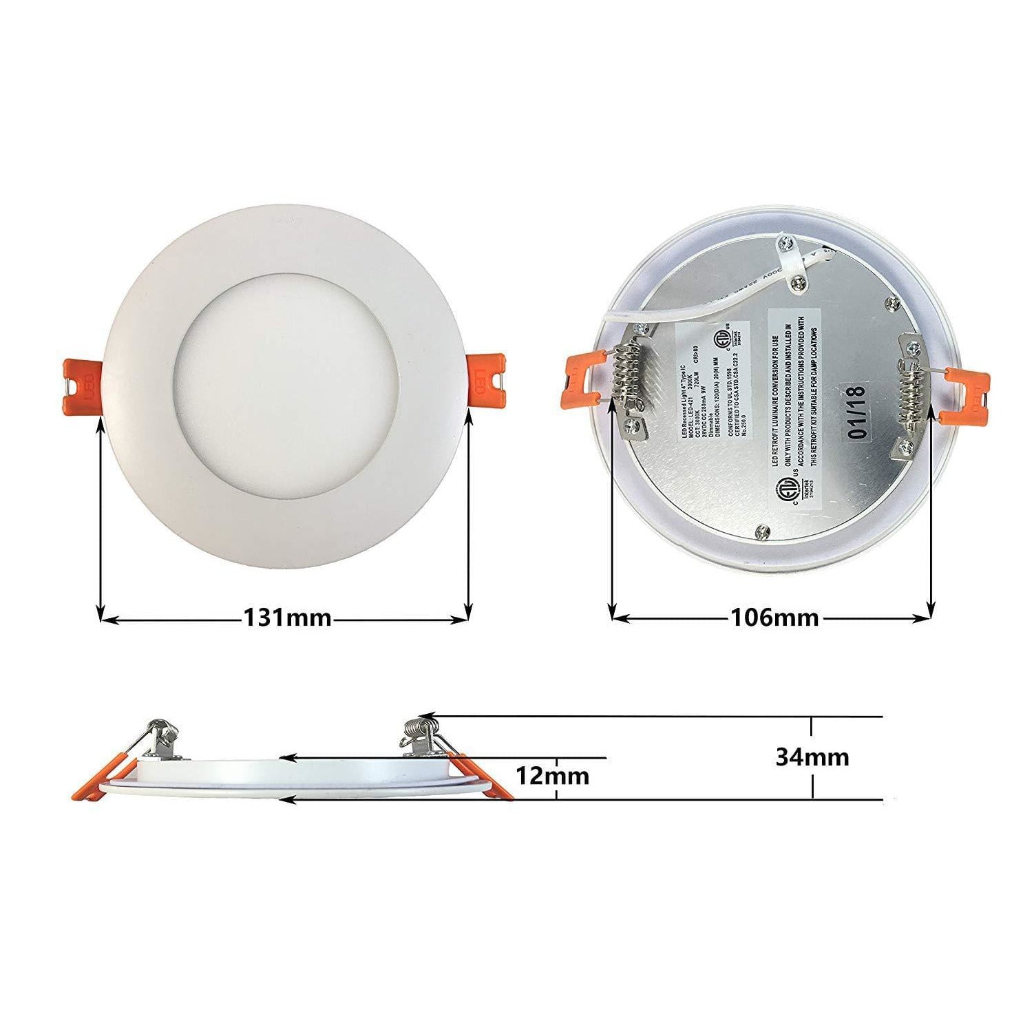 4 Inch Slim Panel Light 9W 3K - Light52.com