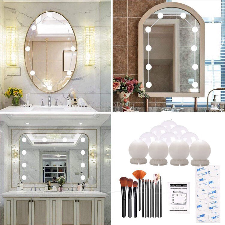 Vanity Mirror Light 10 Bulb USB 3 Color modes dimmable - Light52.com