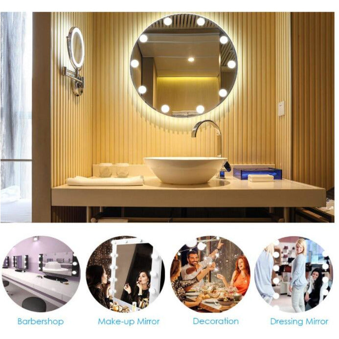 Vanity Mirror Light 10 Bulb USB 3 Color modes dimmable - Light52.com