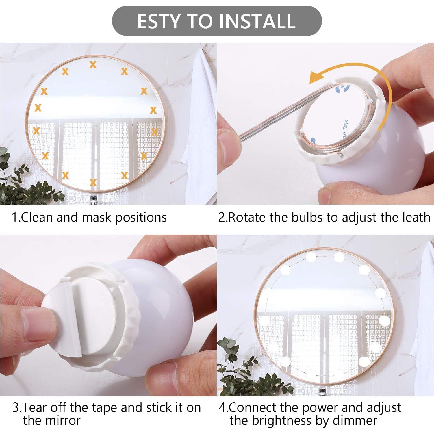 Vanity Mirror Light 10 Bulb USB 3 Color modes dimmable - Light52.com